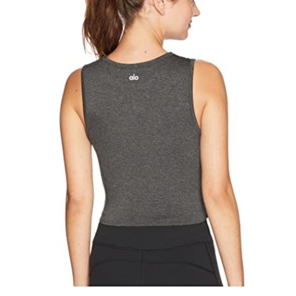 Alo Yoga crop tank in Anthracite Heather - Picture 3 of 4